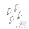 8PCS OF ASSORTED CZ DANGLE 316L SURGICAL STEEL O-RING NOSE HOOP BOX